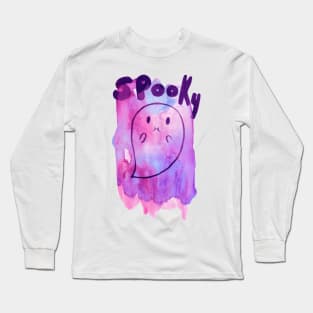 Spooky Purple Watercolor Ghost Long Sleeve T-Shirt